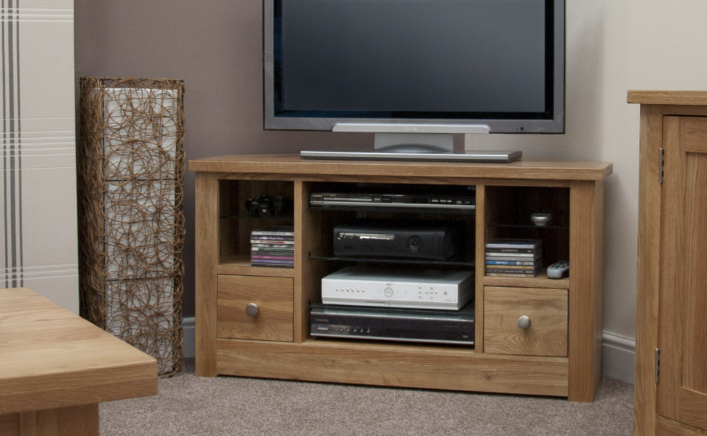 Torino Corner TV Unit. 100% Solid Oak