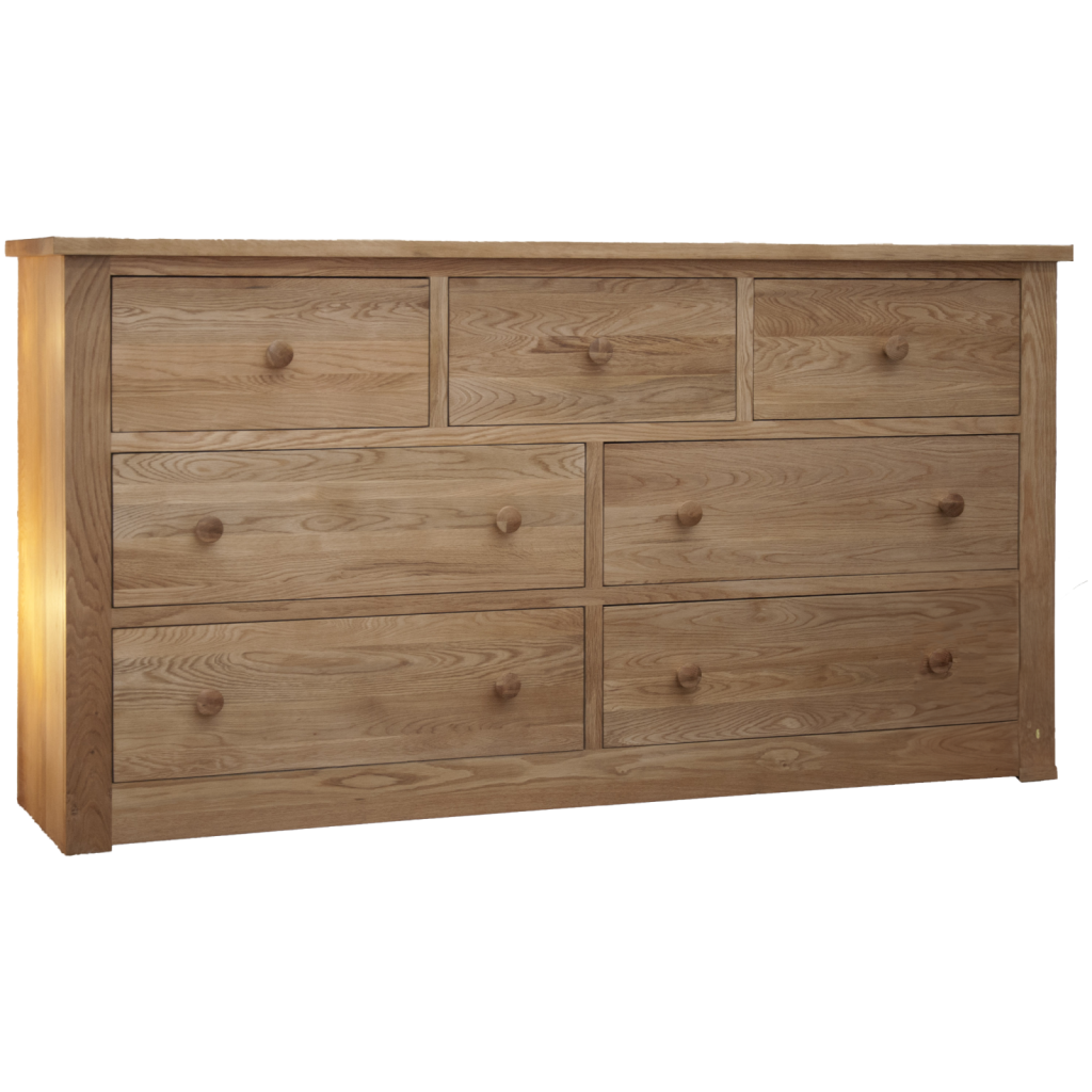 Torino Deep/Wide 7 Drawer Chest. 100% Solid Oak1