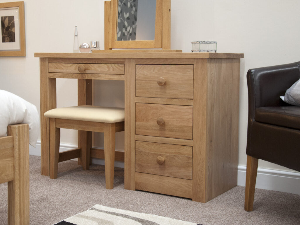 Torino Dressing Table &amp; Stool. 100% Solid Oak
