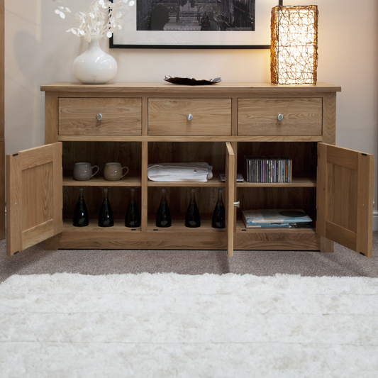 Torino Large Sideboard. 100% Solid Oak