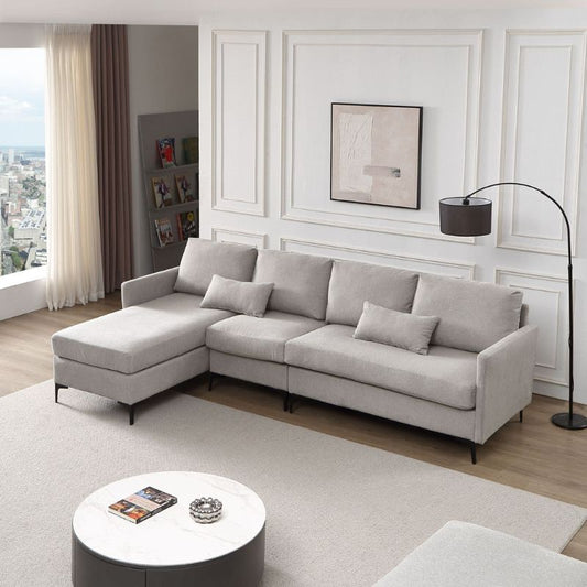 Boissiere 3 Seat Modular Sofa with 1 Chaise - Grey