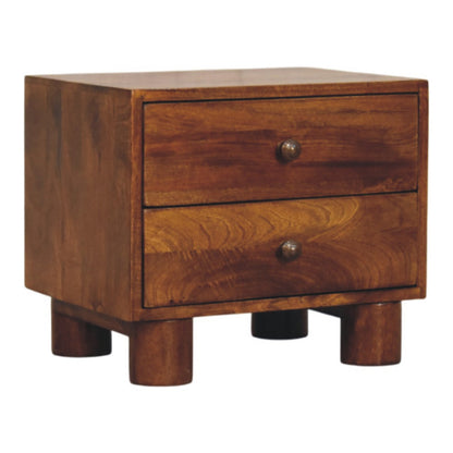 Tula 2 Drawer Chestnut Nightstand. 100% Solid Mango Wood