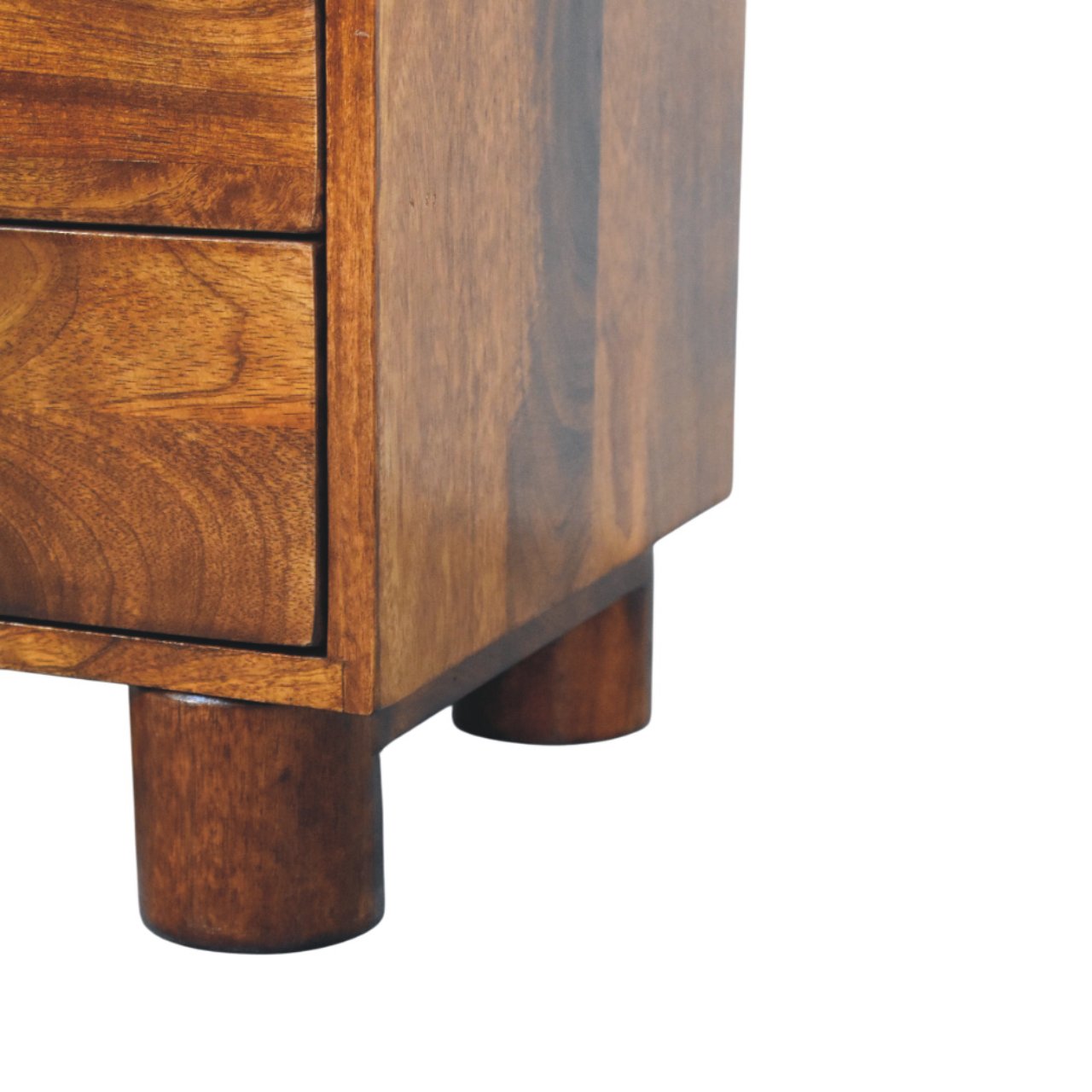 Tula 2 Drawer Chestnut Nightstand. 100% Solid Mango Wood
