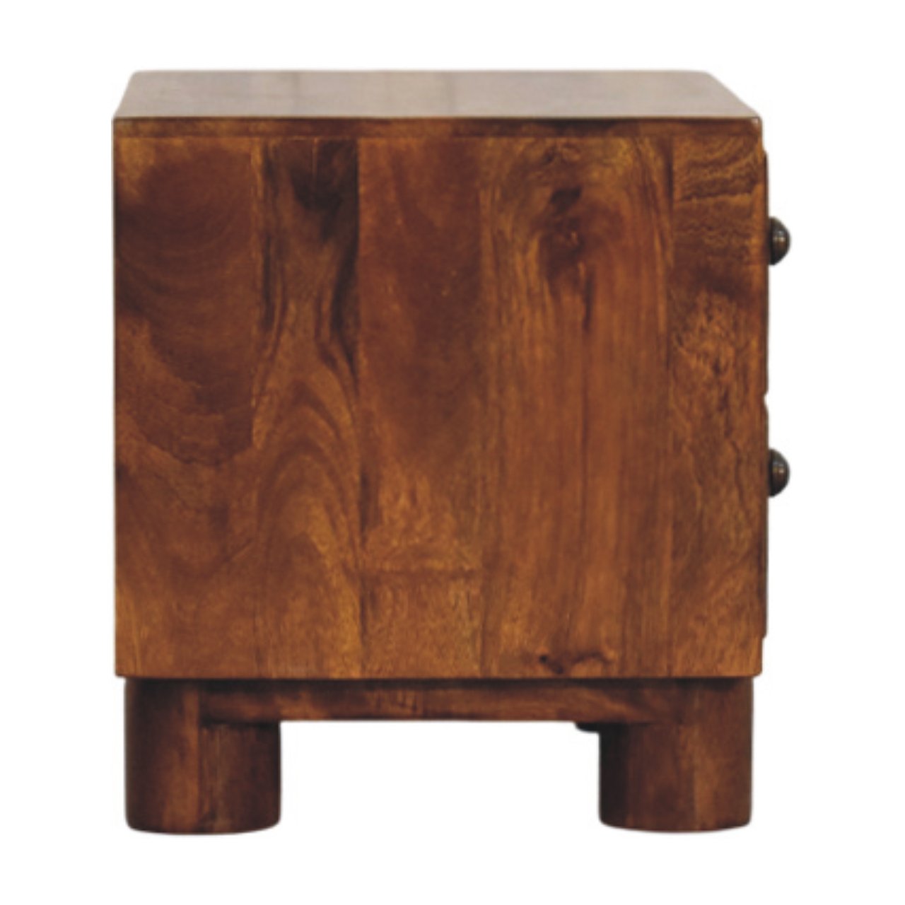 Tula 2 Drawer Chestnut Nightstand. 100% Solid Mango Wood