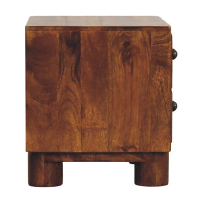 Tula 2 Drawer Chestnut Nightstand. 100% Solid Mango Wood