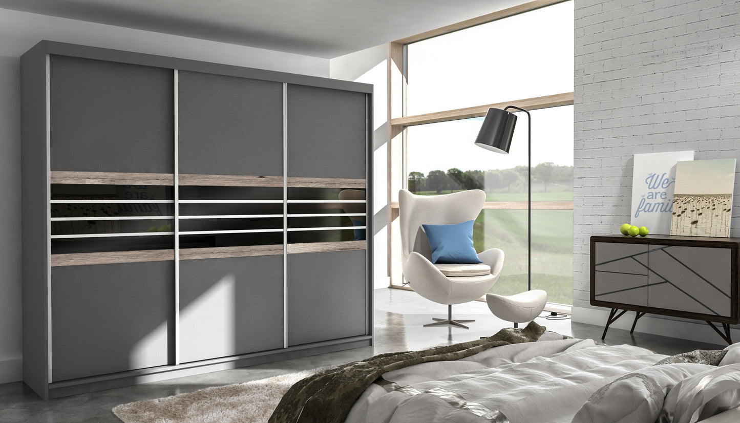 Turyn Wardrobe 250cm Wide - 2 Colour Options
