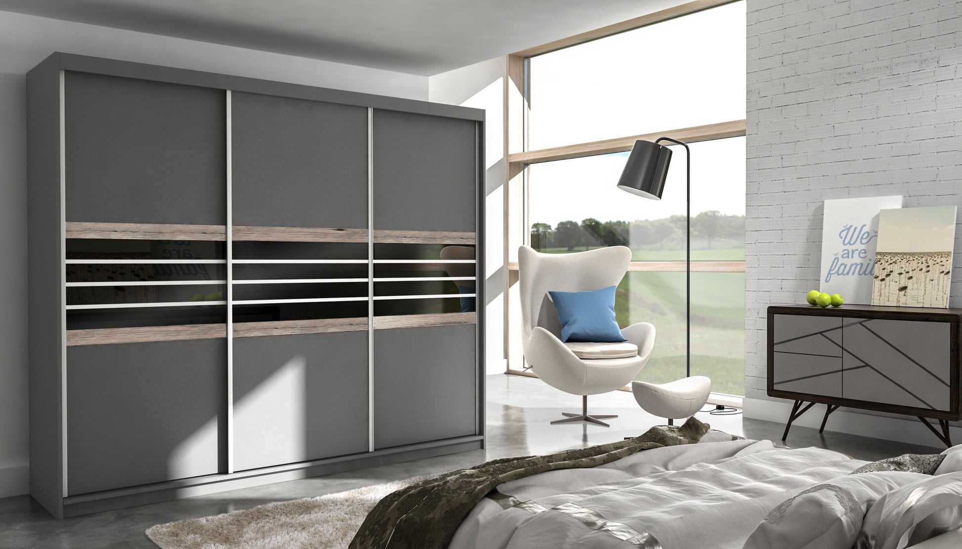 Turyn Wardrobe 250cm Wide - 2 Colour Options