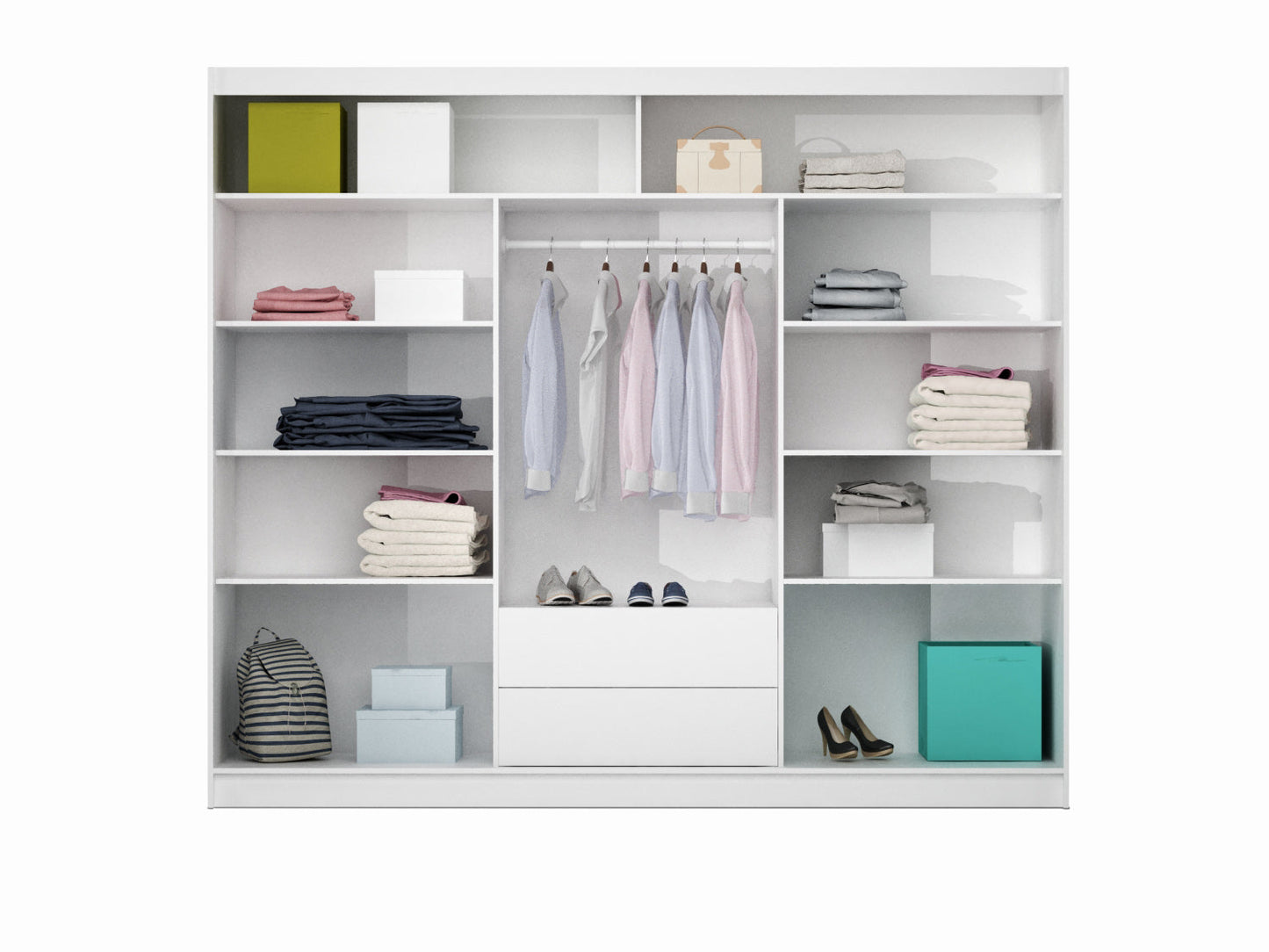 Graceful Oak Craft & Graphite Glass Wardrobe 250cm - Expansive Storage with Timeless Elegance