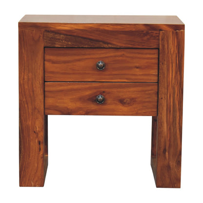 U-Square Honey Bedside. 100% Solid Mango Wood