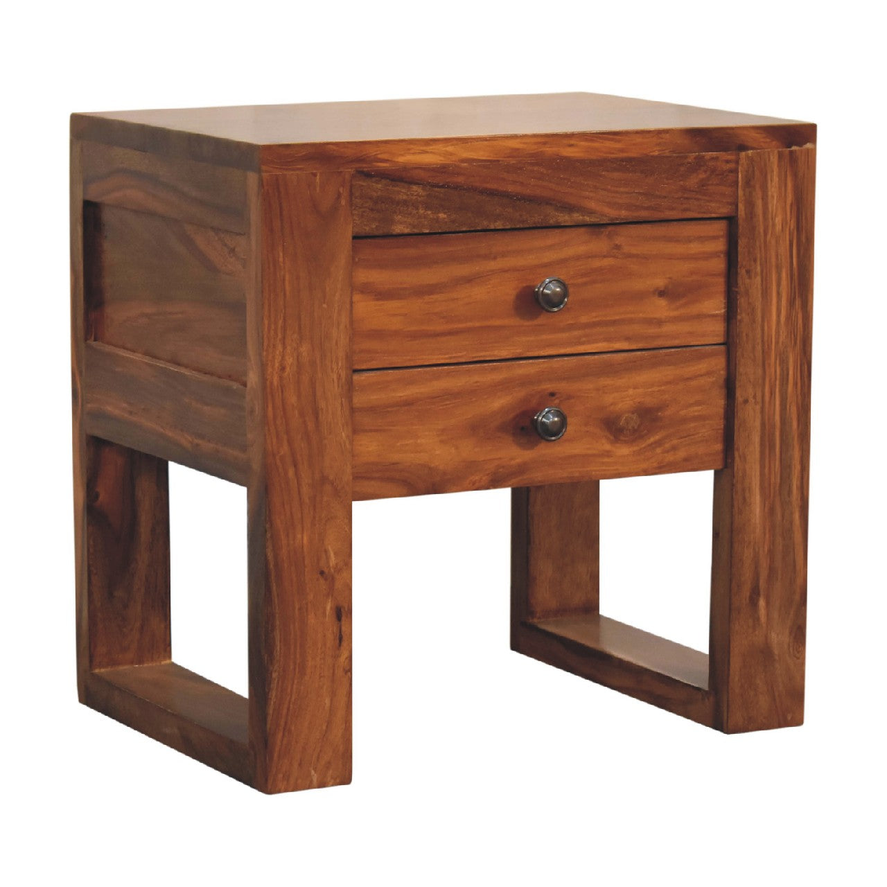 U-Square Honey Bedside. 100% Solid Mango Wood