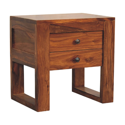 U-Square Honey Bedside. 100% Solid Mango Wood
