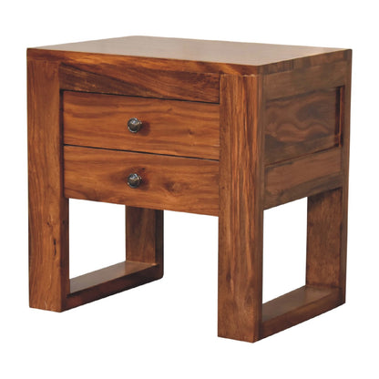 U-Square Honey Bedside. 100% Solid Mango Wood