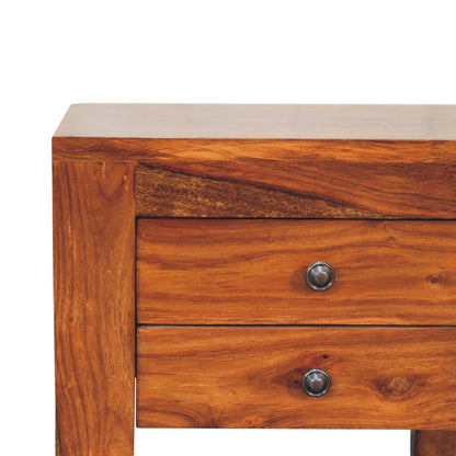 U-Square Honey Bedside. 100% Solid Mango Wood