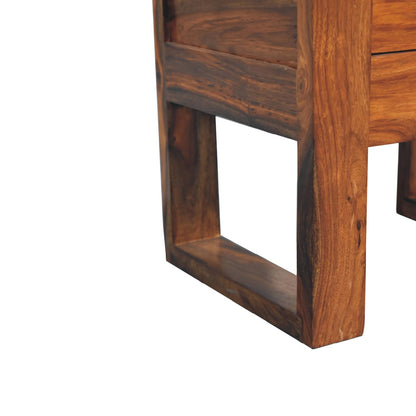 U-Square Honey Bedside. 100% Solid Mango Wood