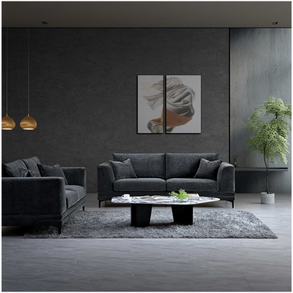 Aluxo Lenox 2 Seater & 3 Seater Sofa in Steel Grey Velvet