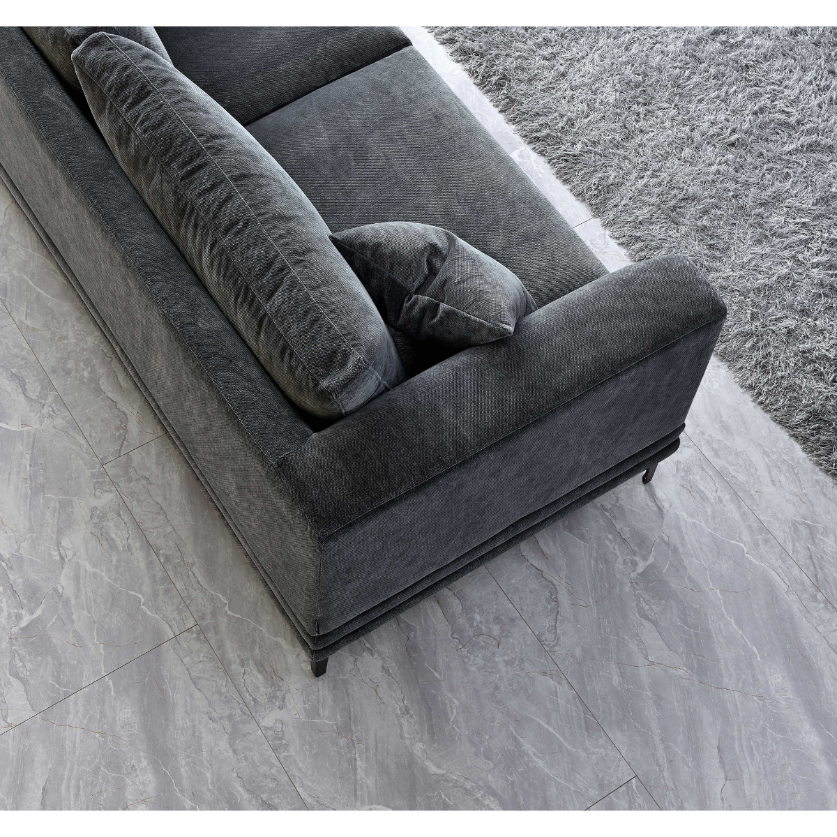 Aluxo Lenox 2 Seater & 3 Seater Sofa in Steel Grey Velvet