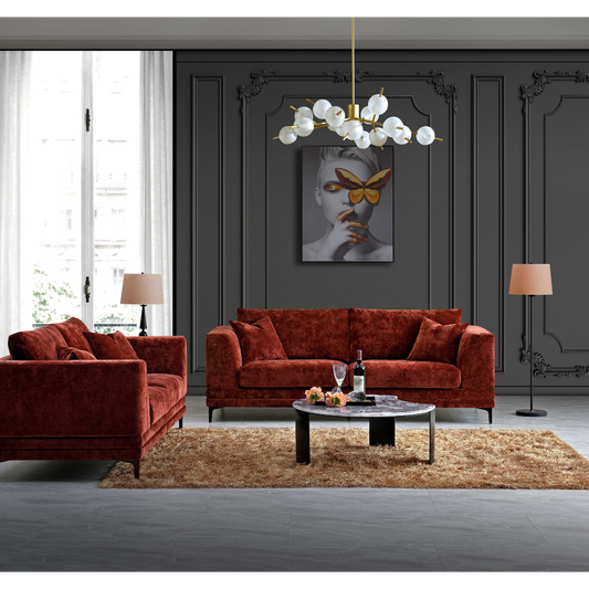 Aluxo Lenox Sofa Range in Rust Velvet