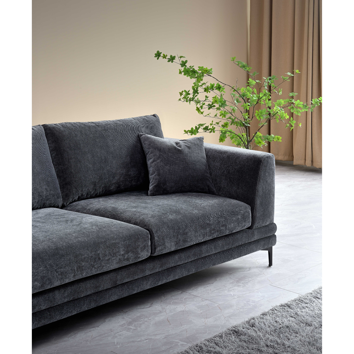 Aluxo Lenox 2 Seater & 3 Seater Sofa in Steel Grey Velvet