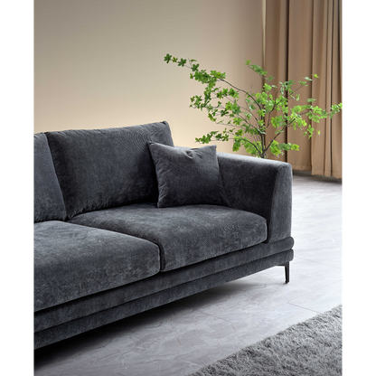 Aluxo Lenox 2 Seater & 3 Seater Sofa in Steel Grey Velvet