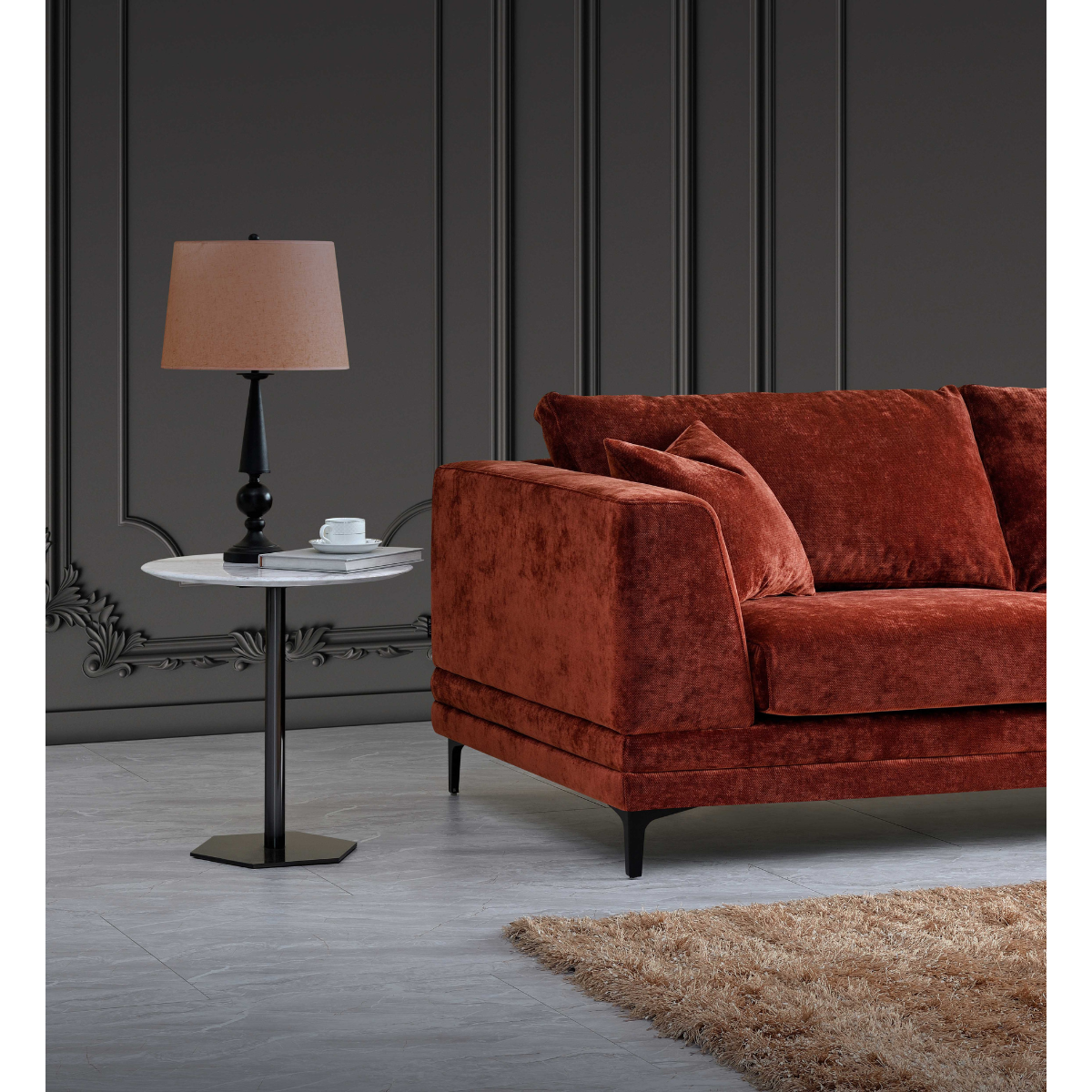 Aluxo Lenox Sofa Range in Rust Velvet