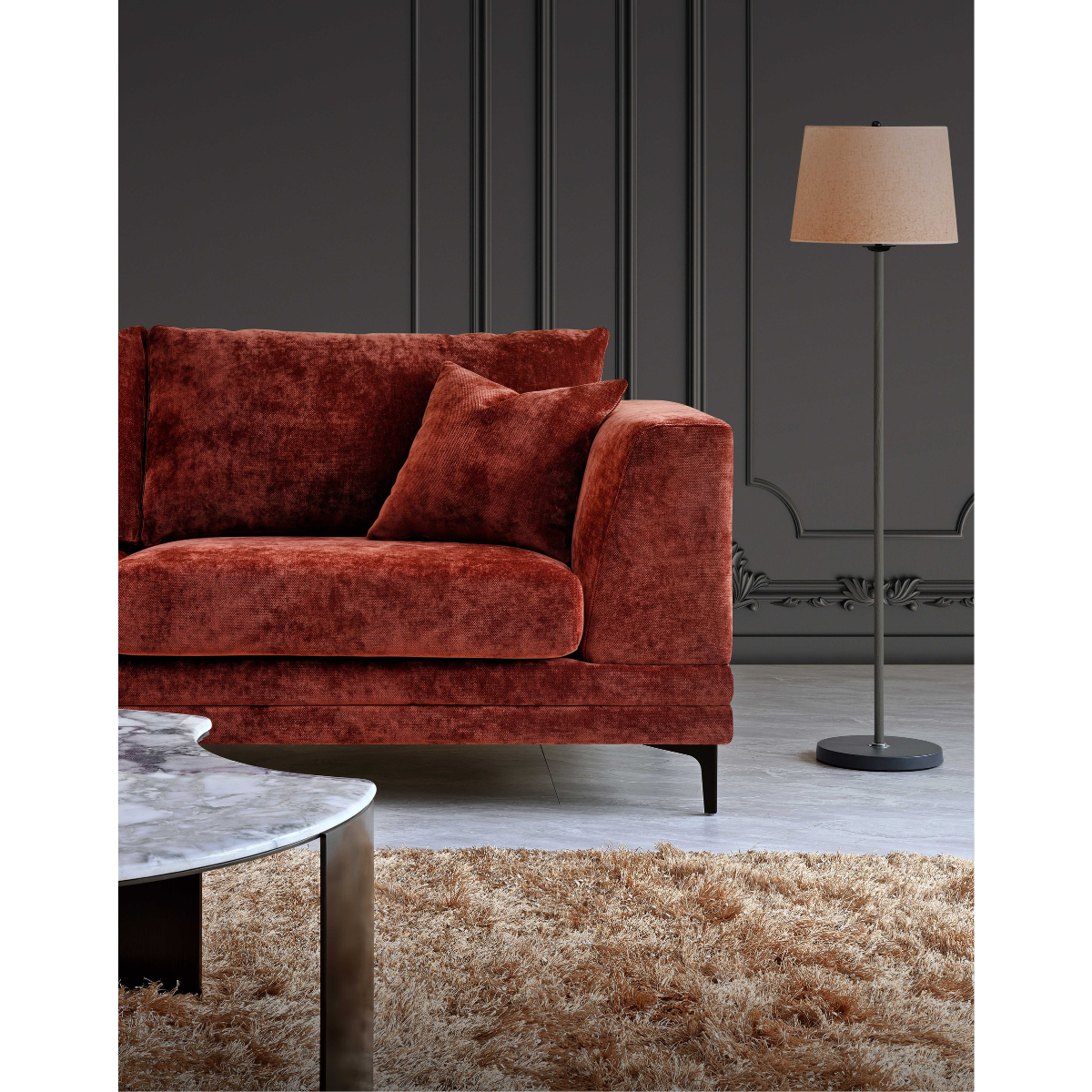 Aluxo Lenox Sofa Range in Rust Velvet