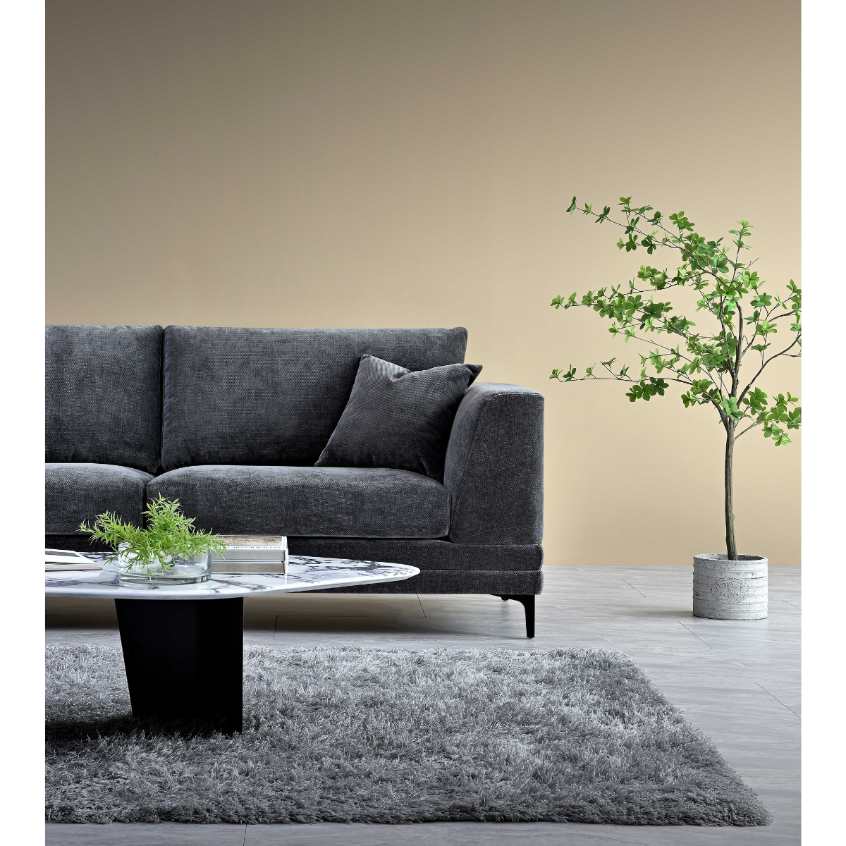 Aluxo Lenox 2 Seater & 3 Seater Sofa in Steel Grey Velvet