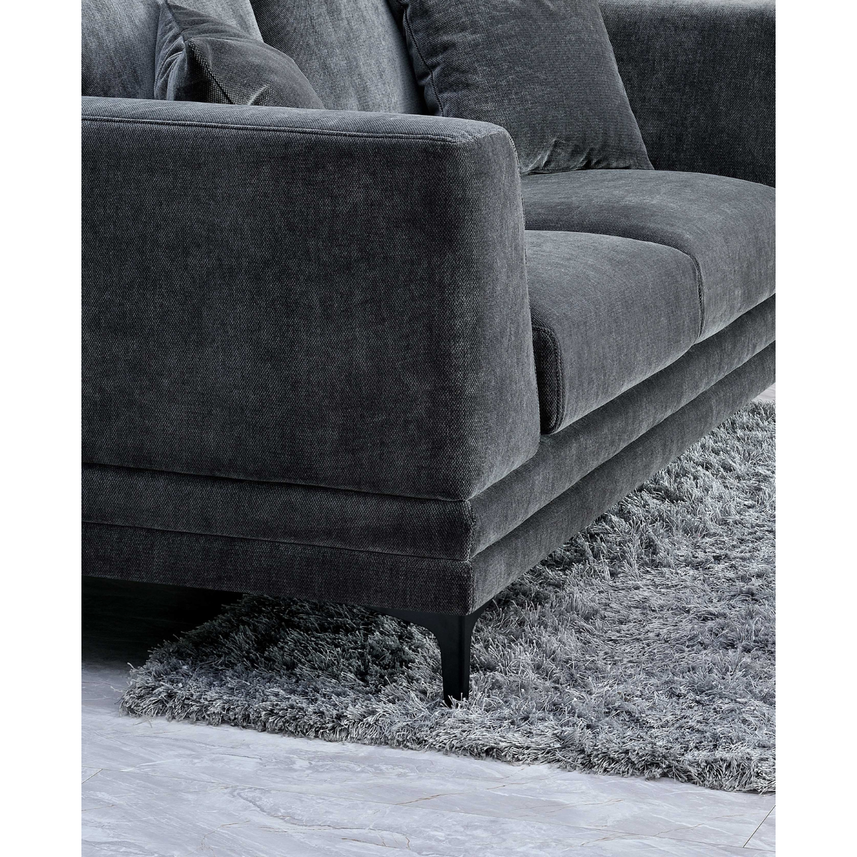 Aluxo Lenox 2 Seater & 3 Seater Sofa in Steel Grey Velvet