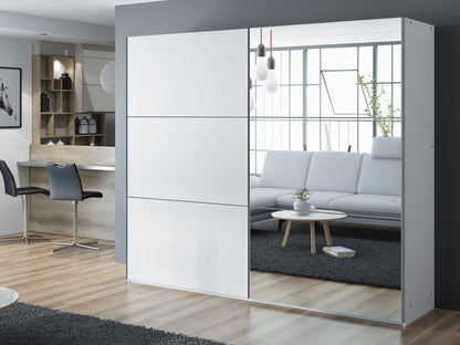 Vigo Sliding Mirrored Door Wardrobe 250cm Wide - 5 Colours available