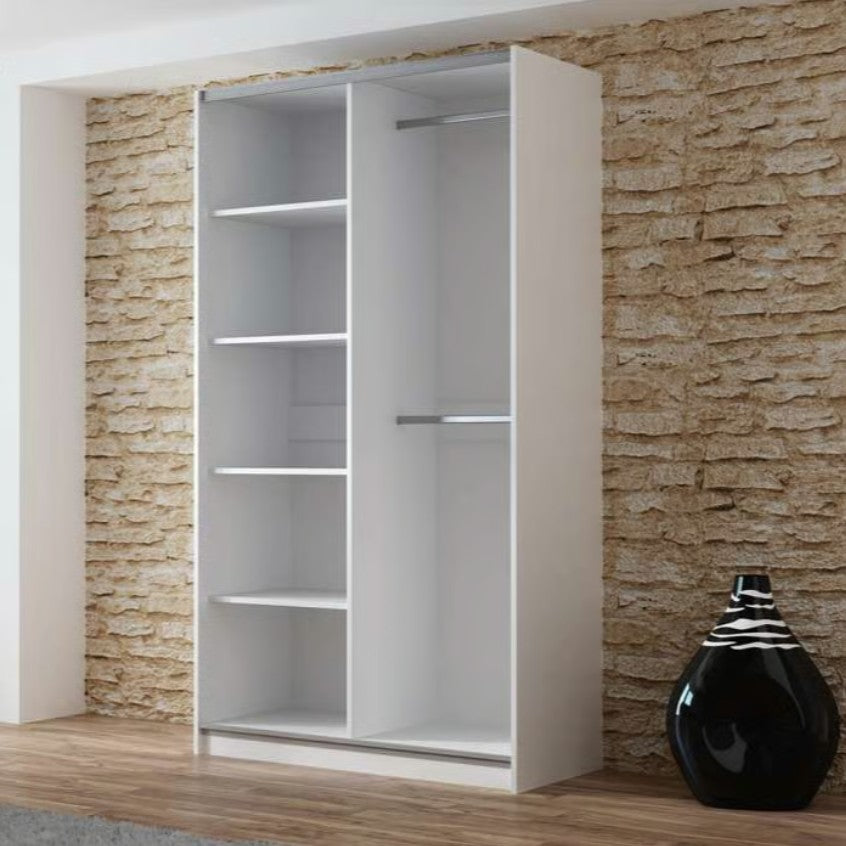 Vigo Sliding Mirrored Wardrobe 120cm Wide - 5 Colour Options