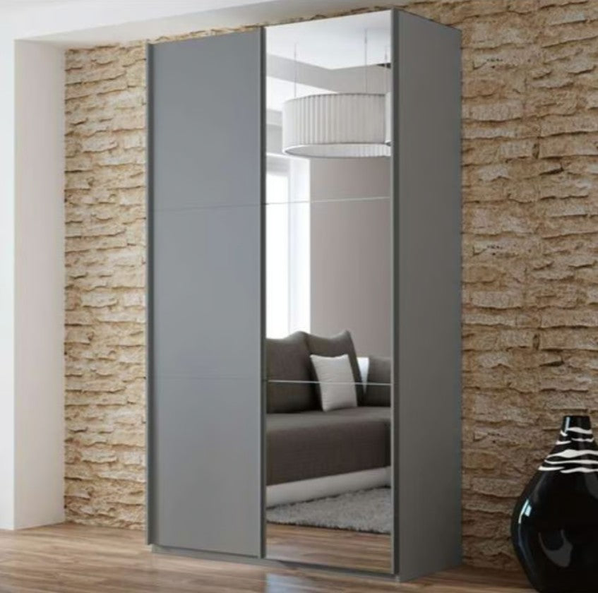 Vigo Sliding Mirrored Wardrobe 120cm Wide - 5 Colour Options