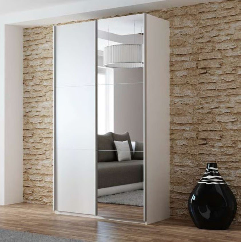 Vigo Sliding Mirrored Wardrobe 120cm Wide - 5 Colour Options