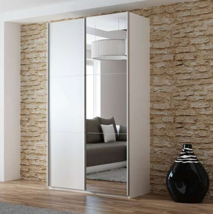Vigo Sliding Mirrored Wardrobe 120cm Wide - 5 Colour Options