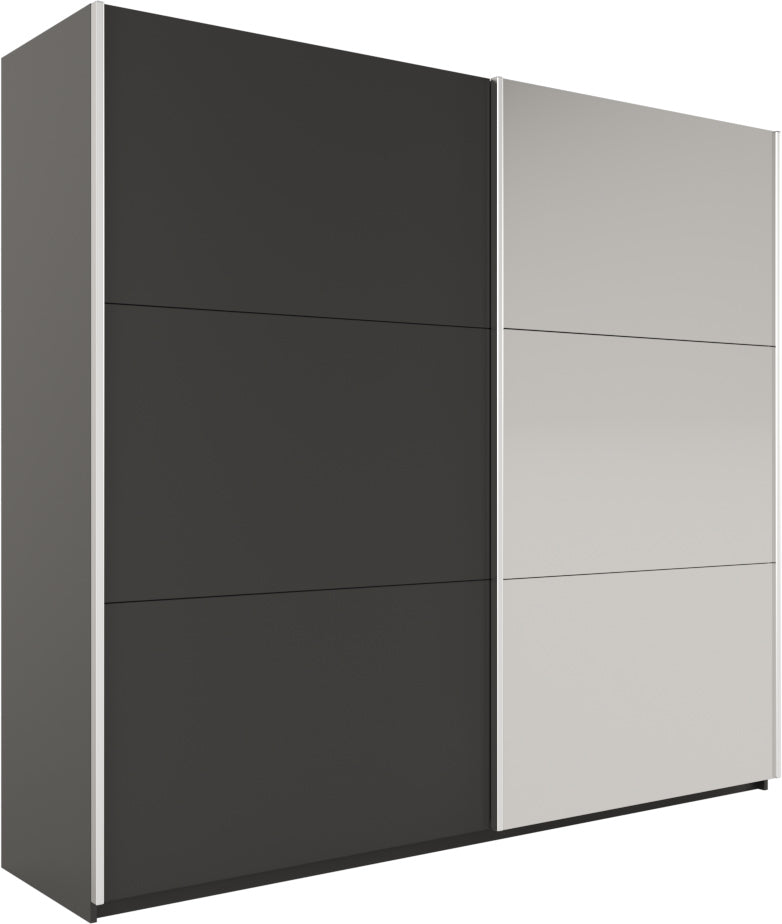 Black Matt Sliding Wardrobe 225cm with Mirror - Sleek Look, Streamlined Storage