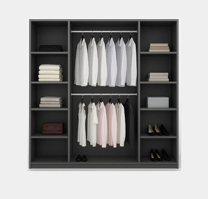 Black Matt Sliding Wardrobe 225cm with Mirror - Sleek Look, Streamlined Storage
