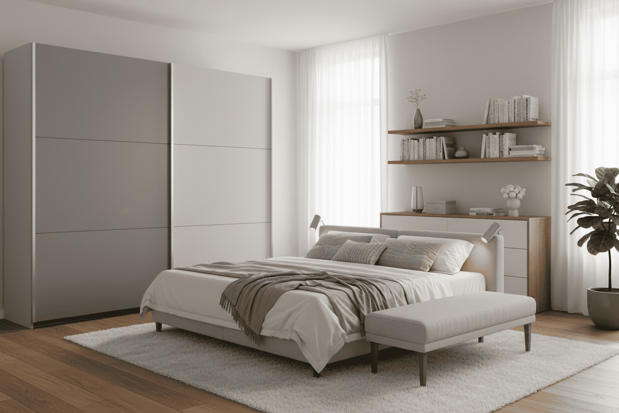Vigo Sliding Wardrobe 225cm Wide with Mirror - 5 Colour Options