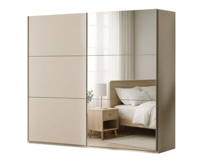 Vigo Sliding Wardrobe 225cm Wide with Mirror - 5 Colour Options