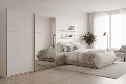 Vigo Sliding Wardrobe 225cm Wide with Mirror - 5 Colour Options