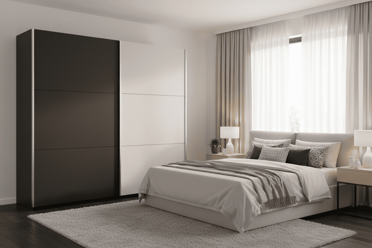 Vigo Sliding Wardrobe 225cm Wide with Mirror - 5 Colour Options