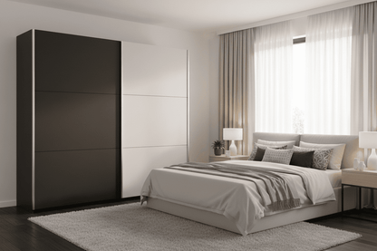 Vigo Sliding Wardrobe 225cm Wide with Mirror - 5 Colour Options