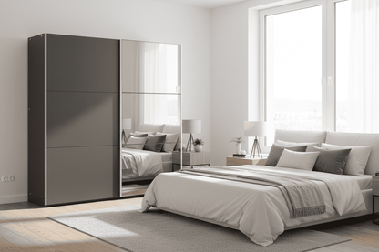 Vigo Sliding Wardrobe 225cm Wide with Mirror - 5 Colour Options