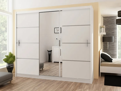 Vista 250cm Sliding Wardrobe in White Matt - Clean Lines with Sleek Mirror