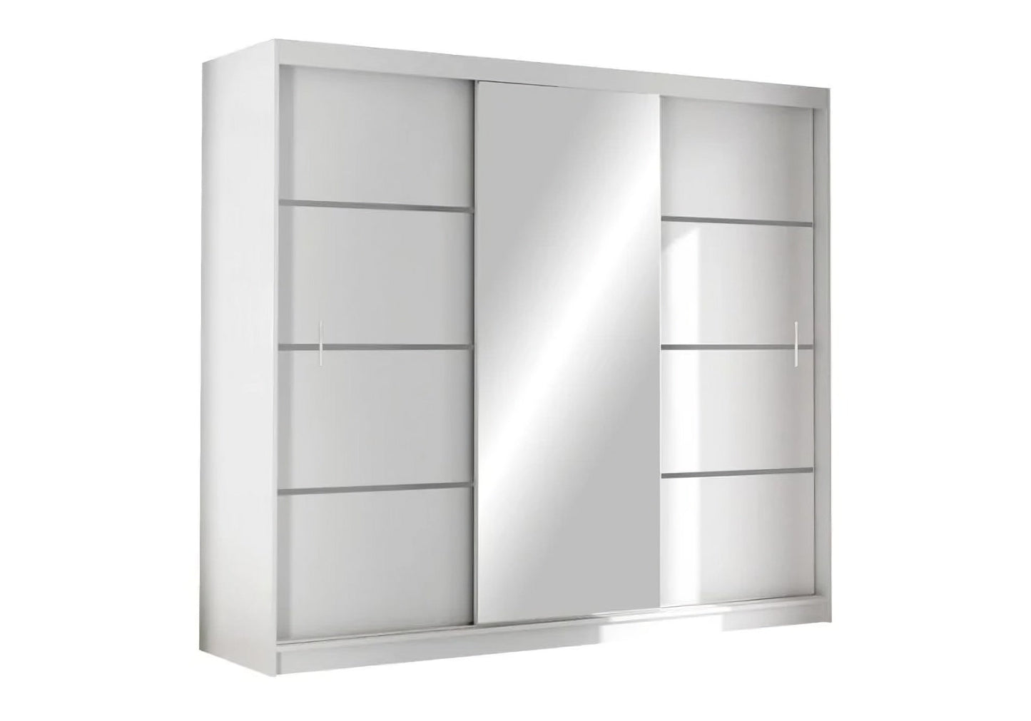 Vista 250cm Sliding Wardrobe in White Matt - Clean Lines with Sleek Mirror