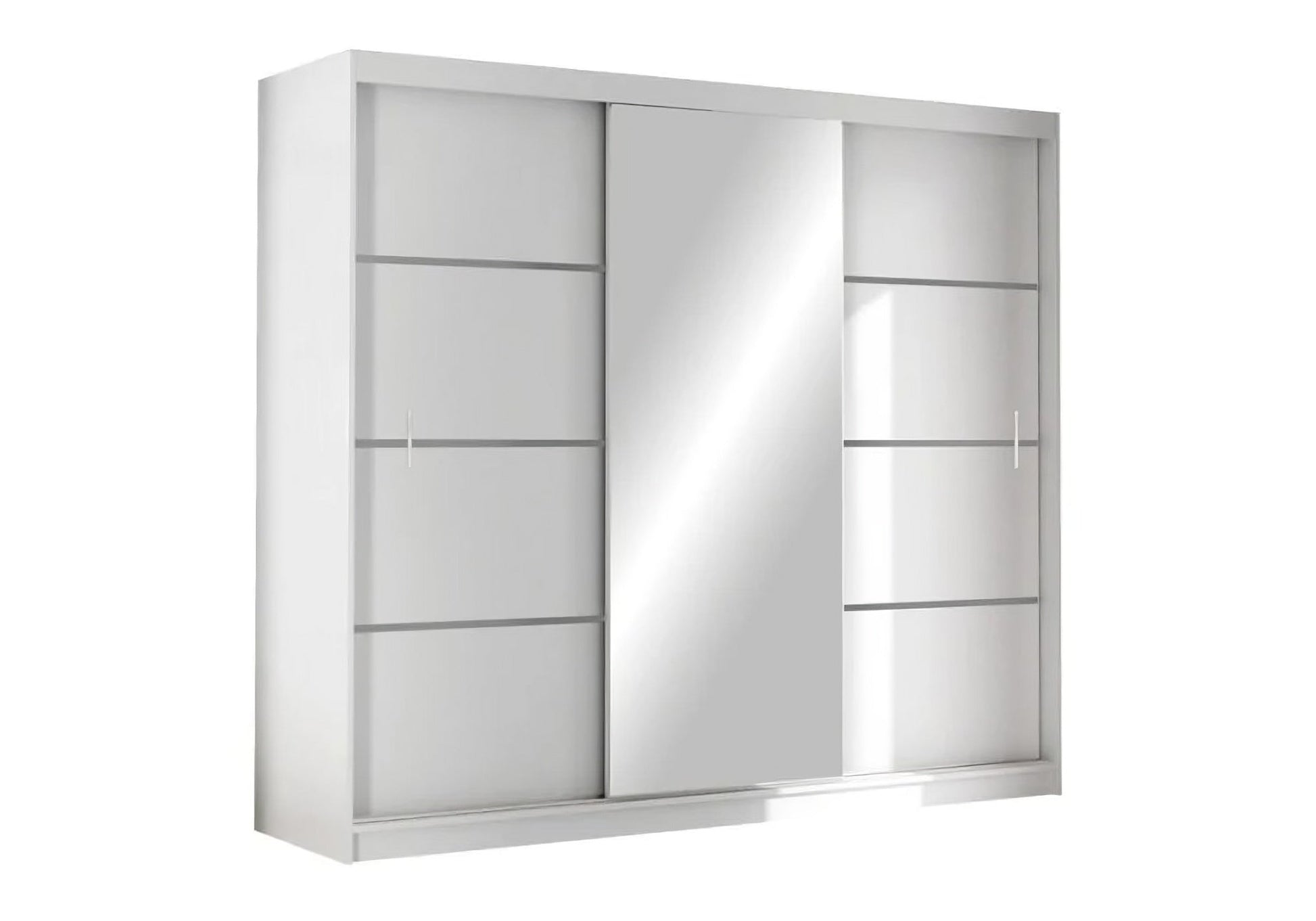 Vista 250cm Sliding Wardrobe in White Matt - Clean Lines with Sleek Mirror