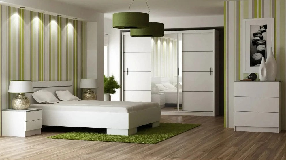 Vista 250cm Sliding Wardrobe in White Matt - Clean Lines with Sleek Mirror