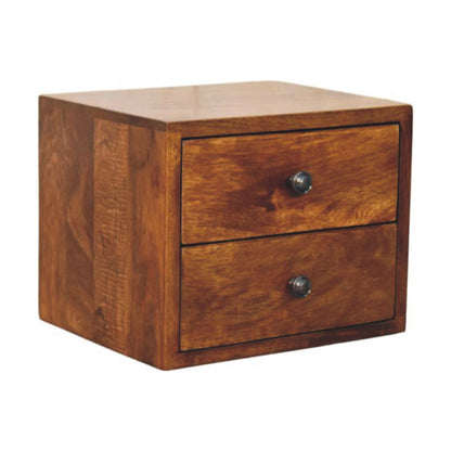 Wall-Mounted Nightstand. 100% Solid Mango Wood