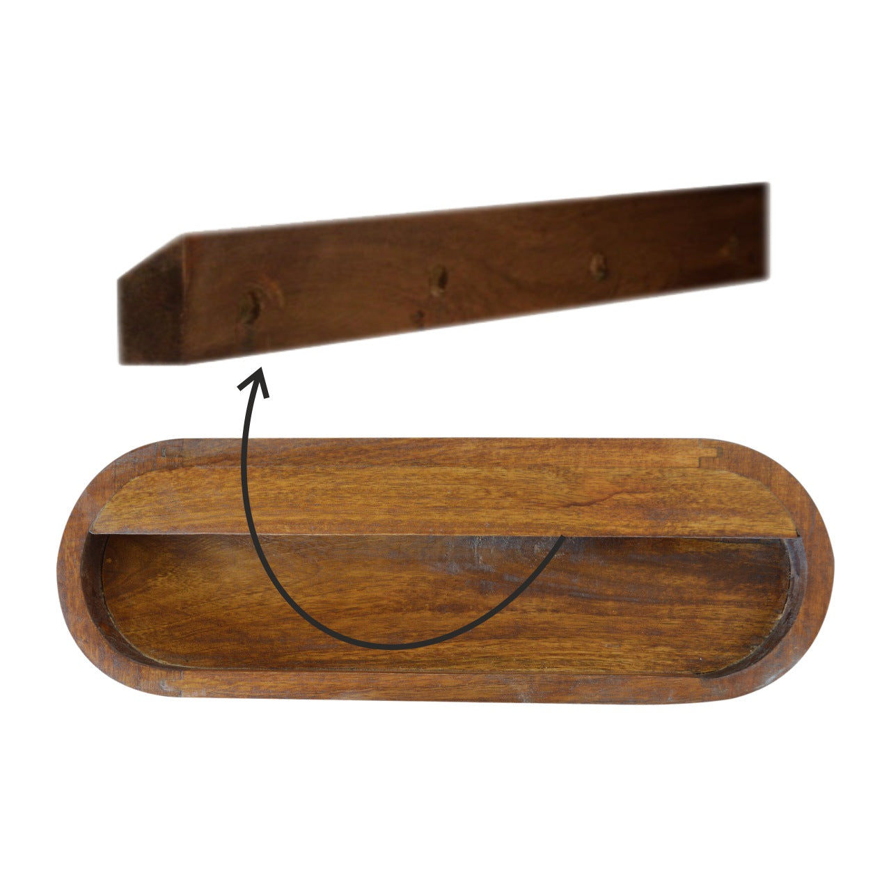 Wall-Mounted Round Chestnut Bedside.100% Solid Mango Wood