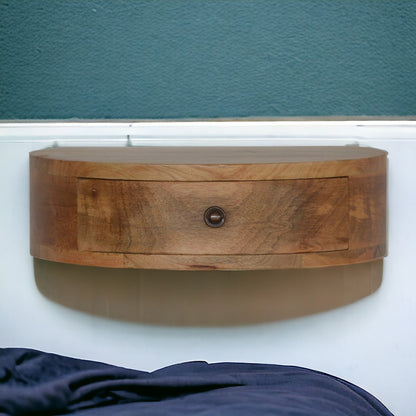Wall-Mounted Rounded Bedside. 100% Solid Mango Wood