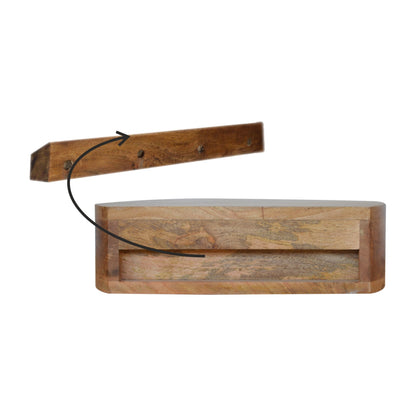 Wall-Mounted Rounded Bedside. 100% Solid Mango Wood