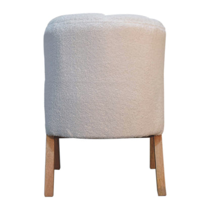 White Boucle Minimalistic Chair. 100% Solid Mango Wood.
