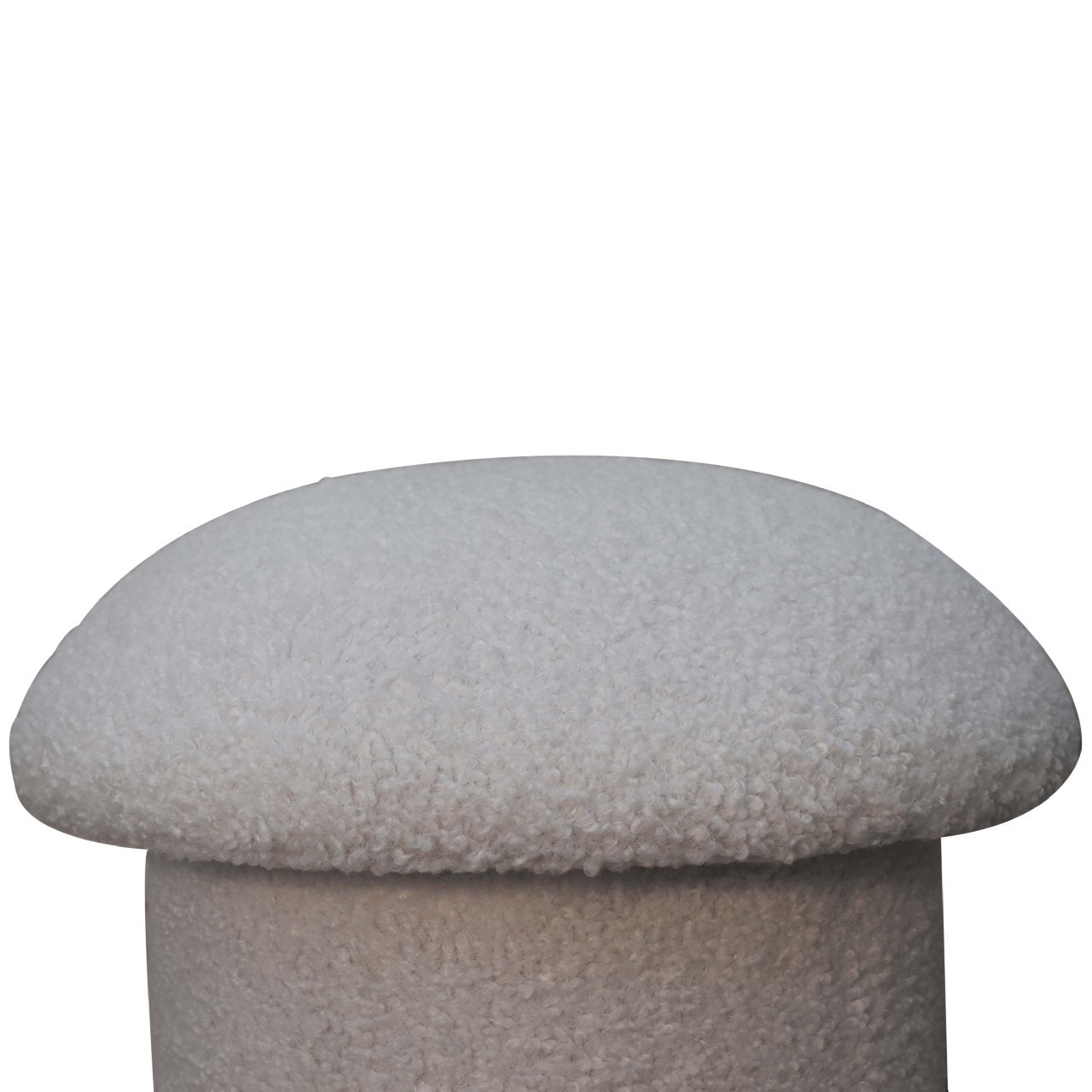 White Boucle Mushroom Footstool. 100% Solid Mango Wood